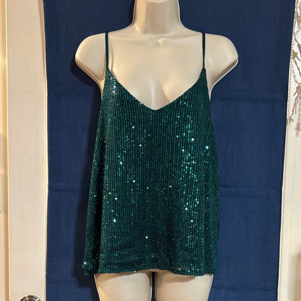 Vine and Love Sequin Green swing Cami Top